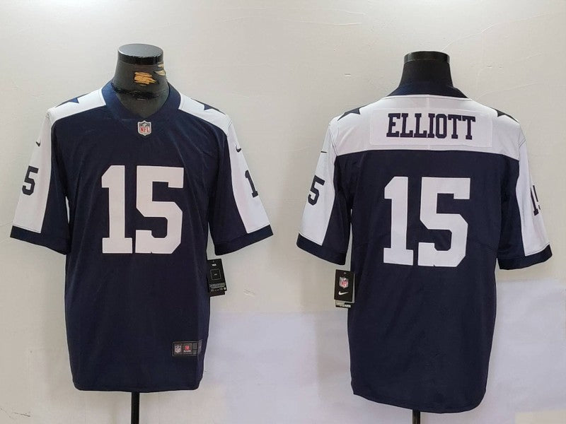 Men's Dallas Cowboys Ezekiel Elliott #15 Navy Alternate Game Team Jersey1 football jersey product view 1