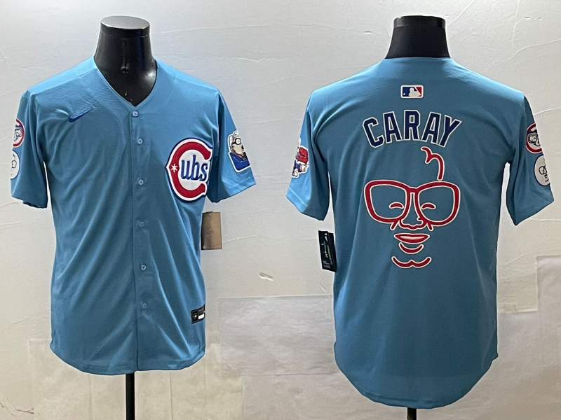 Men's Chicago Cubs Harry Caray Blue Replica Player Jersey1 baseball jersey product view 1