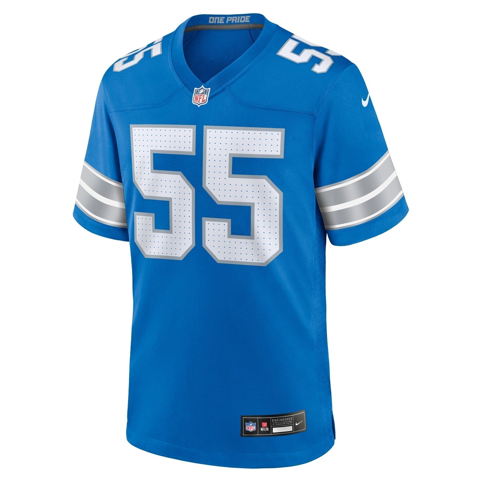 Derrick Barnes Detroit Lions Team Game Jersey - Blue football jersey product view 2