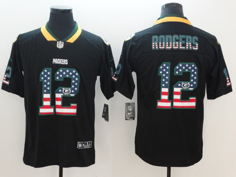 Men's Green Bay Packers Aaron Rodgers #12 Black Alternate Game Jersey1 football jersey product view 1