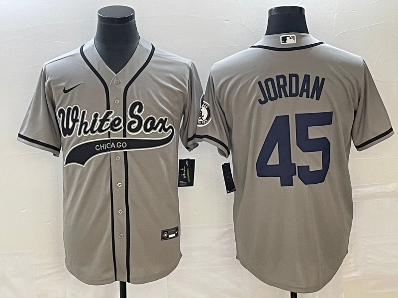 Men's Chicago White Sox Michael Jordan Gray Replica Player Jersey Joint Edition basketball jersey product view 1