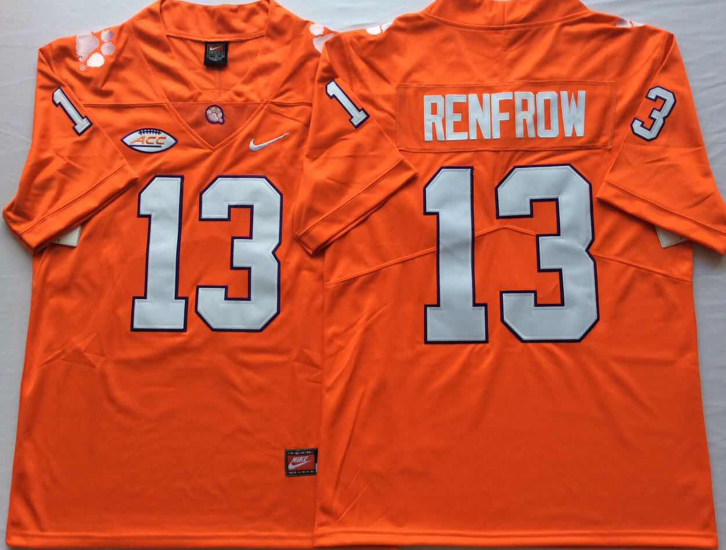 Men's Clemson Tigers Hunter Renfrow #13 Orange Game Jersey sports jersey product view 1
