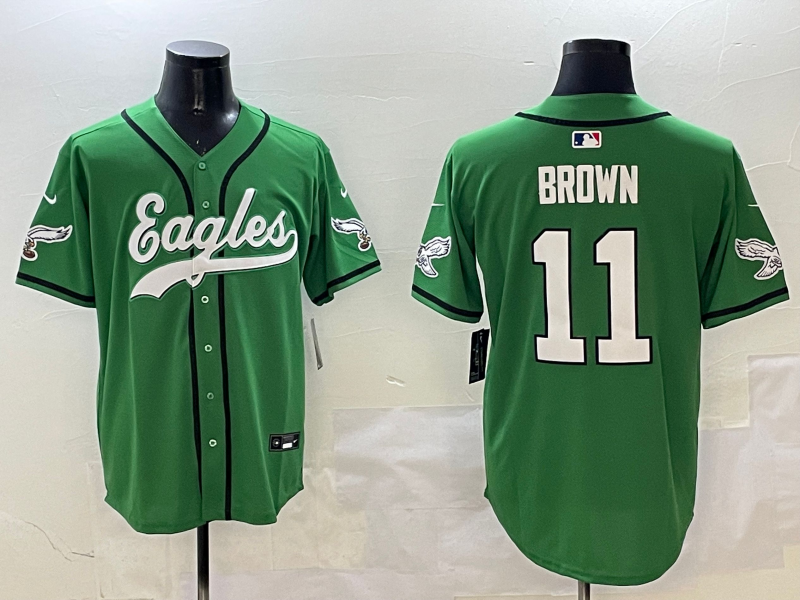 Men's Philadelphia Eagles A.J. Brown Green Team Game Jersey football jersey product view 1