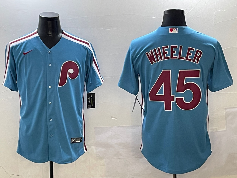 Men's Philadelphia Phillies Zack Wheeler #45 Light Blue Limited Player Jersey baseball jersey product view 1