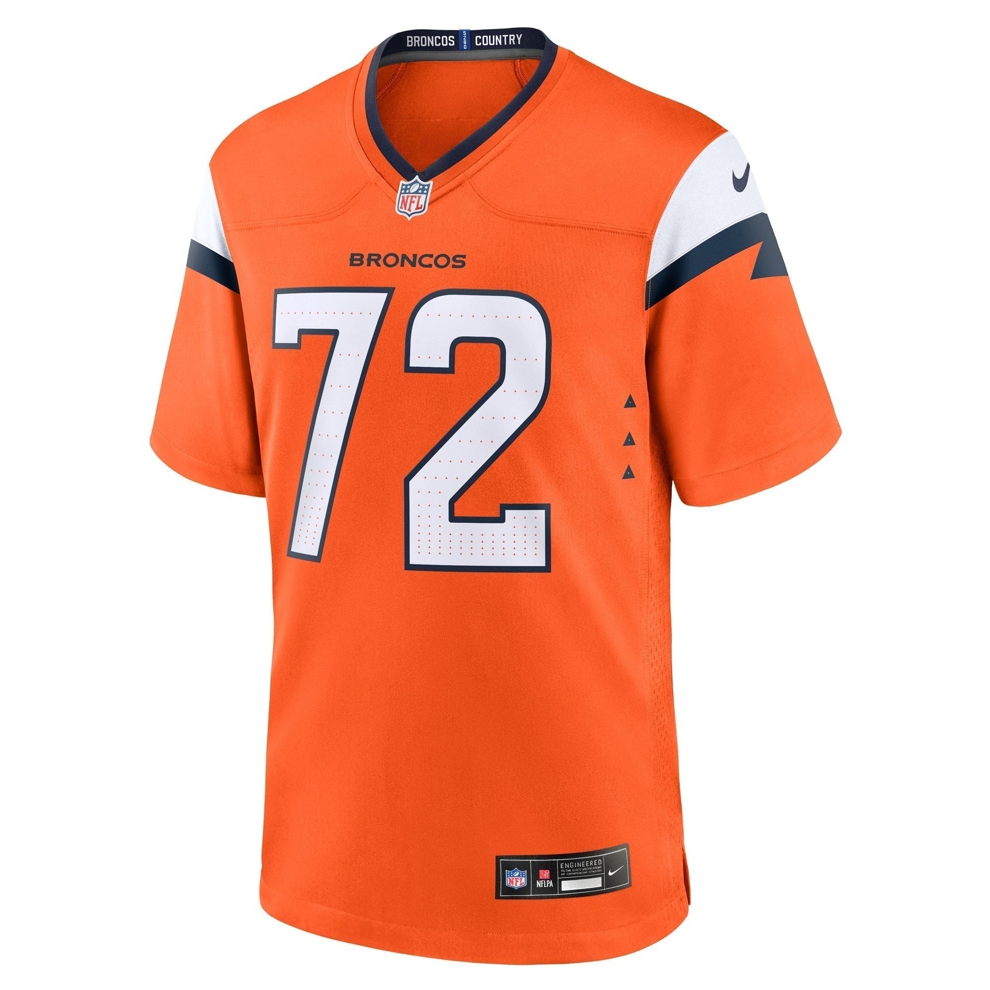 Garett Bolles Denver Broncos Team Game Jersey - Orange football jersey product view 2