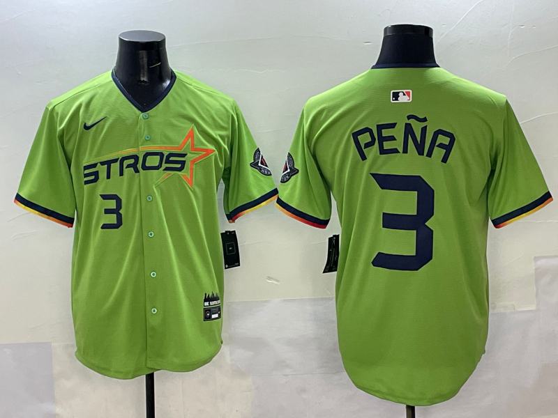 Men's Houston Astros Jeremy Pena #3 Green 2025 City Connect Limited Player Jersey baseball jersey product view 1