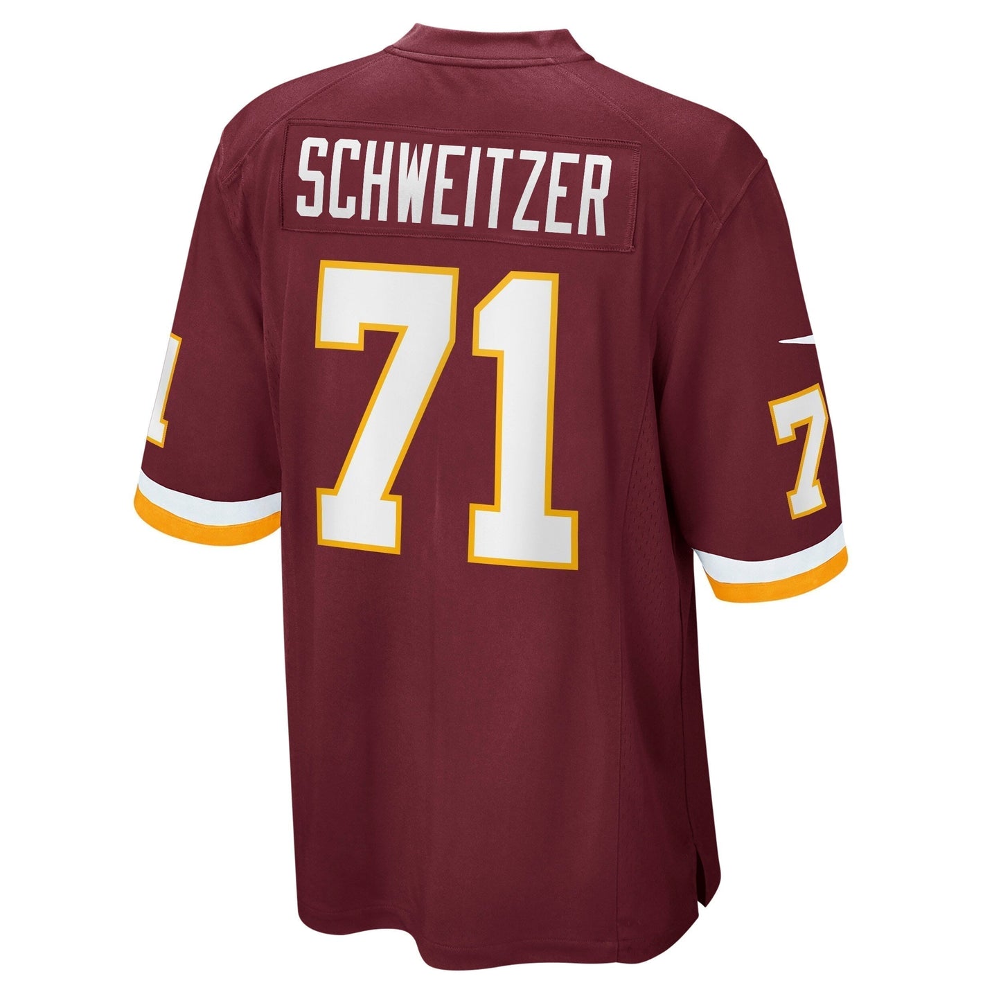 Wes Schweitzer Washington Football Team Game Jersey - Burgundy football jersey product view 3
