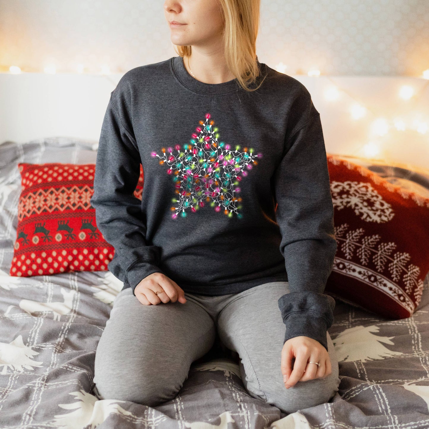 Star Lights Crewneck Sweatshirt | Christmas | Sizes S-2XL Unisex T-shirt, Sweatshirt, Hoodie, Long Sleeve Tee - T-Shirt, Sweatshirt, Hoodie