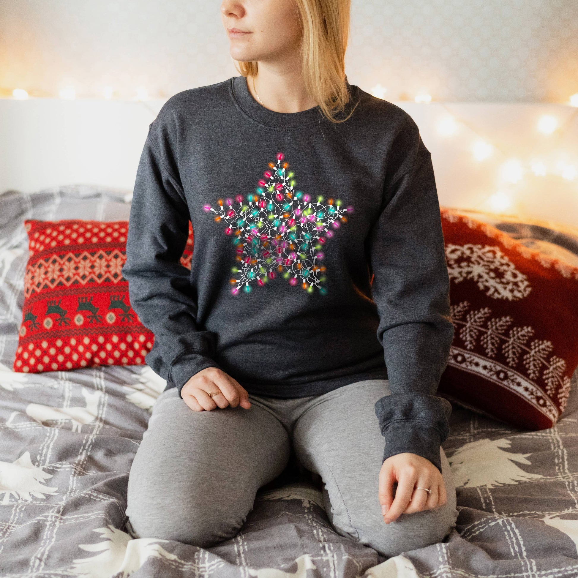 Star Lights Crewneck Sweatshirt | Christmas | Sizes S-2XL Unisex T-shirt, Sweatshirt, Hoodie, Long Sleeve Tee - T-Shirt, Sweatshirt, Hoodie