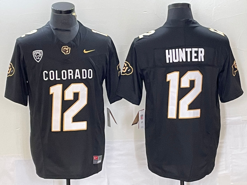 Men's Colorado Buffaloes Travis Hunter #12 Black Player Jersey sports jersey product view 1