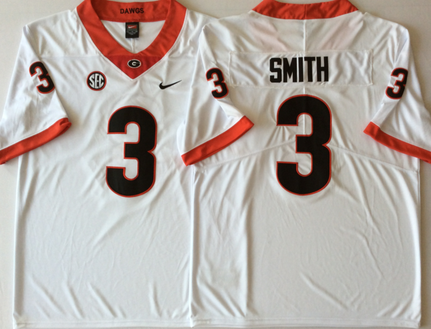 Men's Georgia Bulldogs Roquan Smith #3 White Player Game Jersey sports jersey product view 1