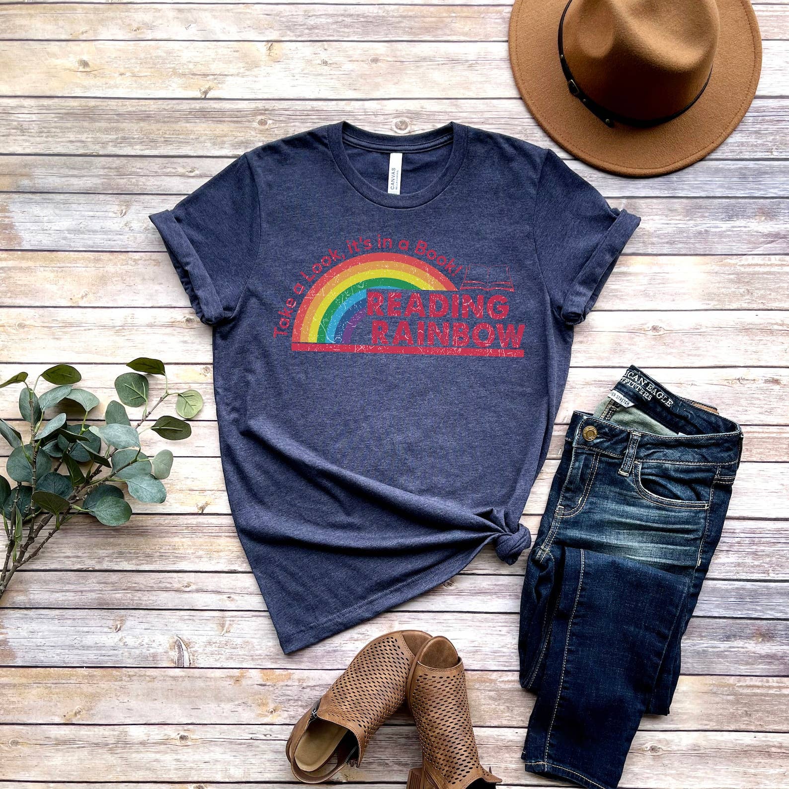 Take A Look It's in A Book Reading Rainbow T-Shirt Unisex T-shirt, Sweatshirt, Hoodie, Long Sleeve Tee - T-Shirt, Sweatshirt, Hoodie