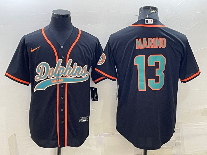 Men's Miami Dolphins Dan Marino Black Game Jersey Joint Edition football jersey product view 1