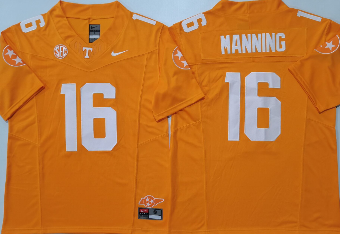 Men's Tennessee Volunteers Manning Orange Game Jersey sports jersey product view 1