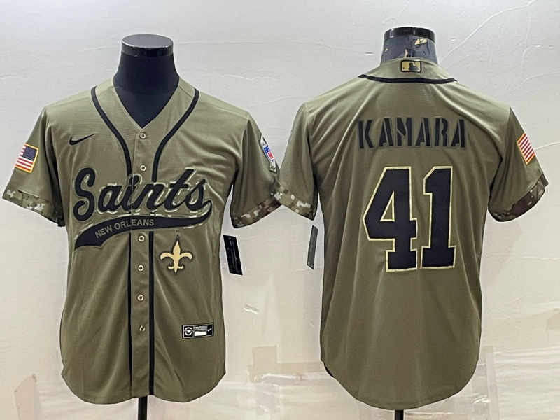 Men's New Orleans Saints Alvin Kamara Olive 2022 Salute To Service Retired Player Limited Jersey Joint Edition football jersey product view 1