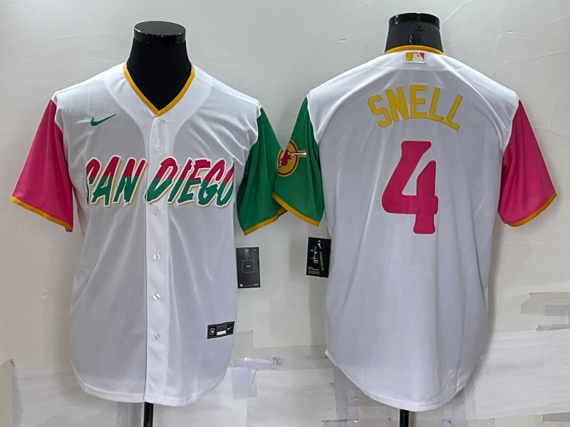 Men's San Diego Padres Blake Snell #4 White Stitched Jersey baseball jersey product view 1