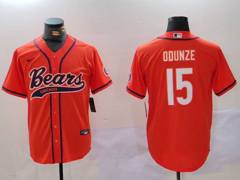 Men's Chicago Bears Rome Odunze #15 Orange Game Jersey1 football jersey product view 1