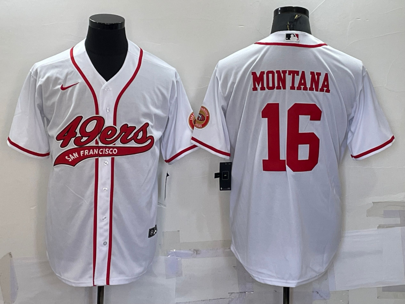 Men's San Francisco 49ers Joe Montana White Game Jersey Joint Edition football jersey product view 1