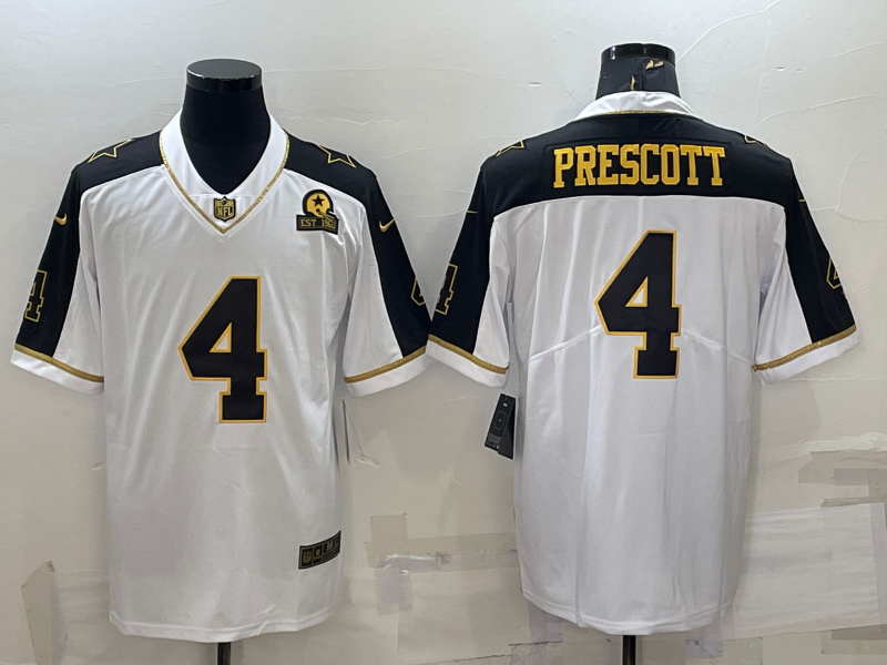 Men's Dallas Cowboys Dak Prescott #4 White Player Jersey1 football jersey product view 1