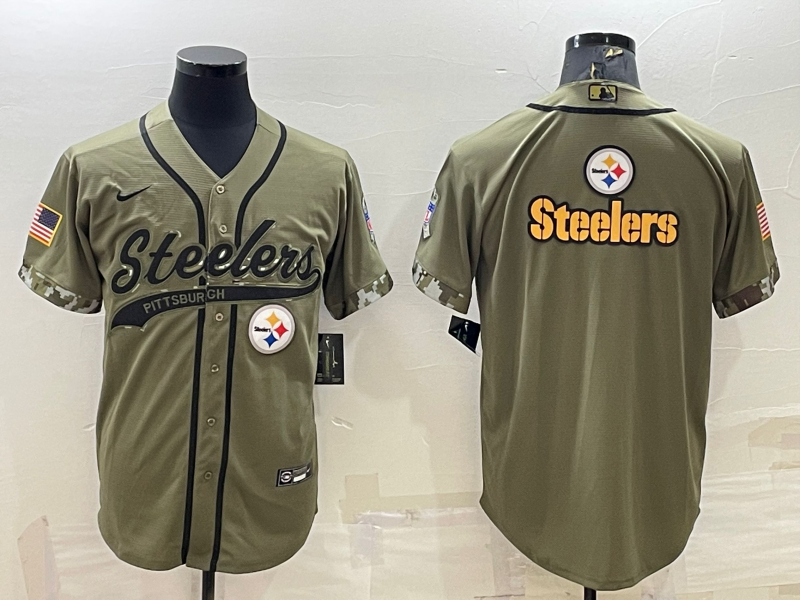 Men's Pittsburgh Steelers Olive 2022 Salute To Service Limited Jersey football jersey product view 1