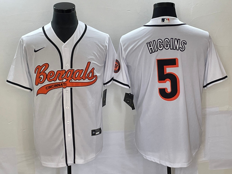 Men's Cincinnati Bengals Tee Higgins White Fashion Game Jersey football jersey product view 1