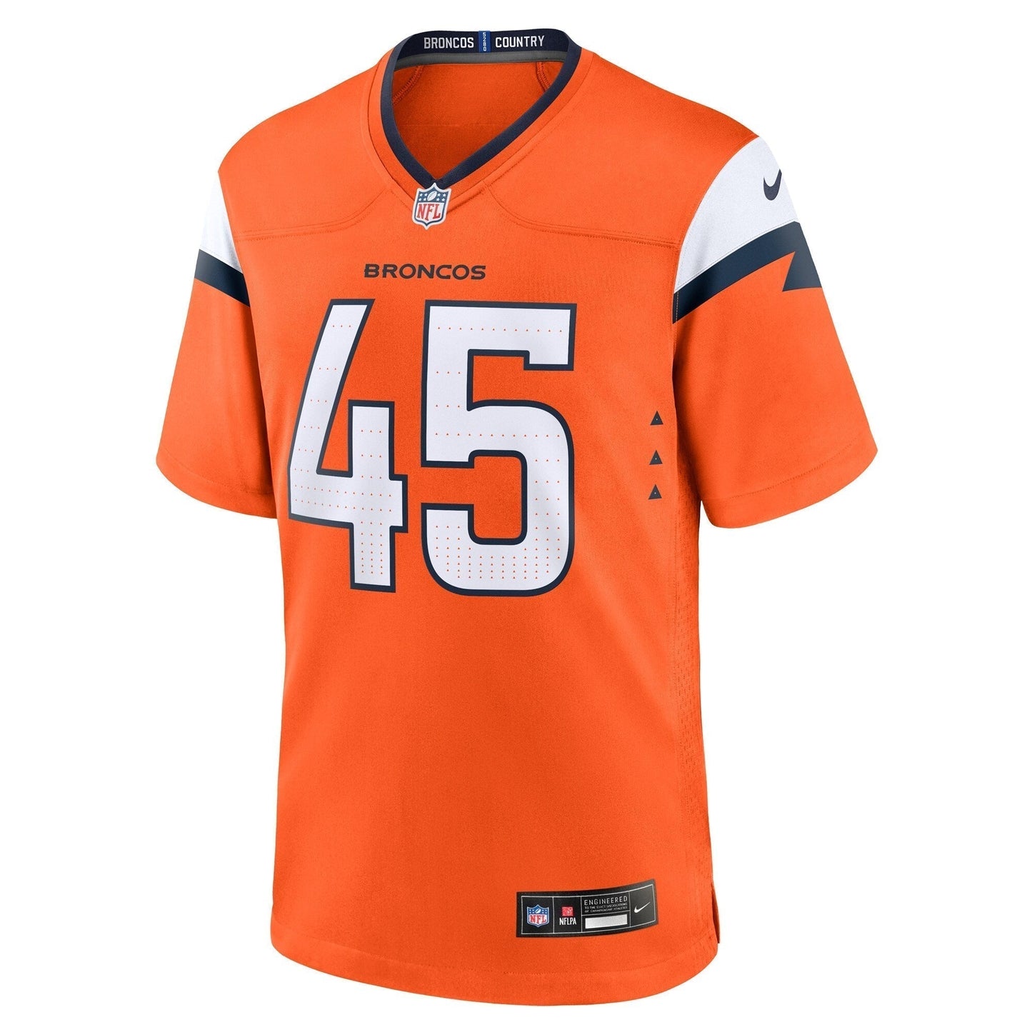 Nate Adkins Denver Broncos Team Game Jersey - Orange football jersey product view 2