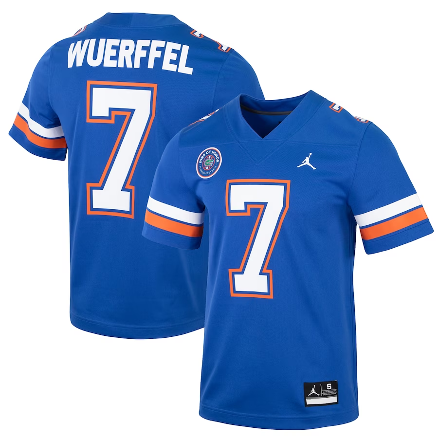 Men's Florida Gators Danny Wuerffel #7 Royal Player Game Jersey sports jersey product view 1