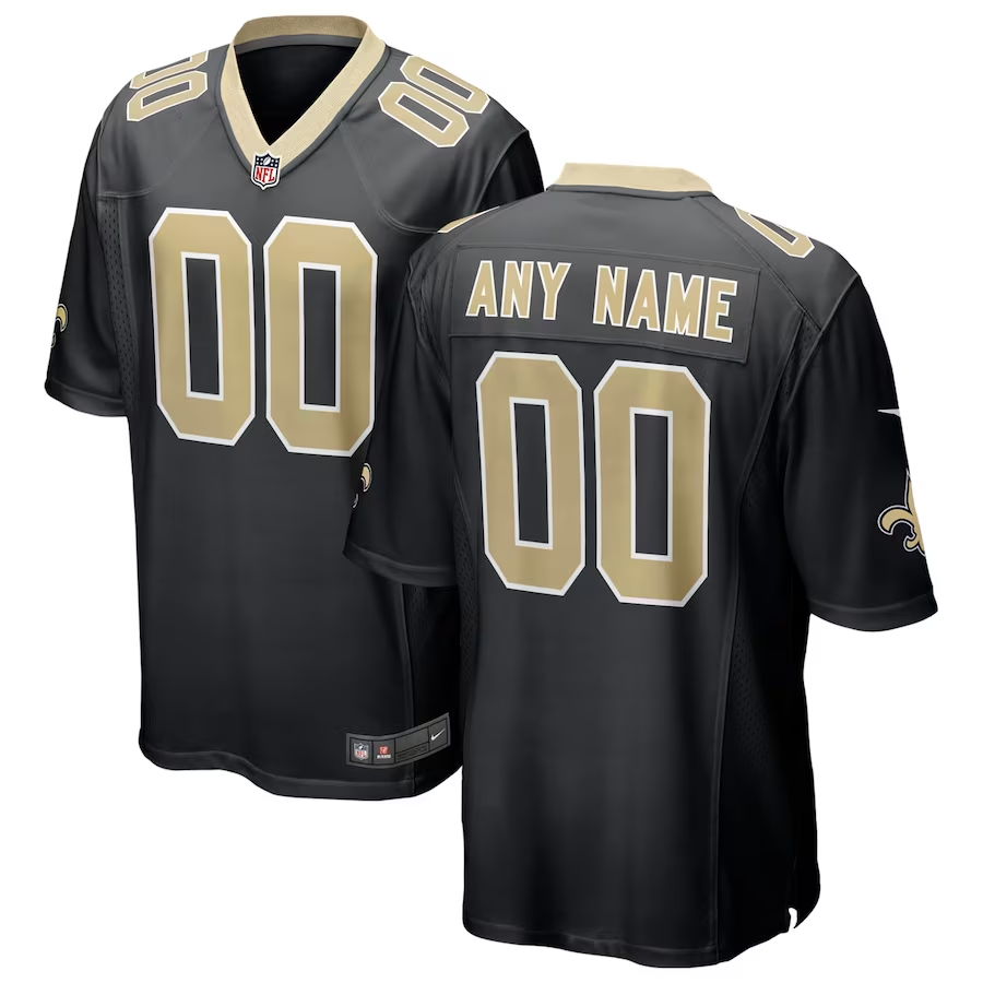 Custom New Orleans Saints Black Game Jersey1 football jersey product view 1