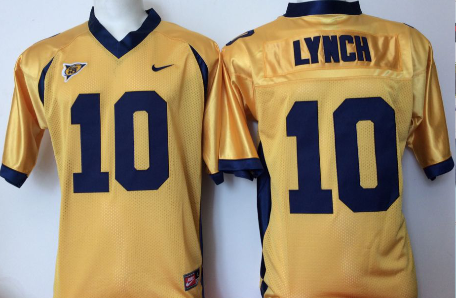 Men's California Golden Bears Marshawn Lynch #10 Yellow Player Game Jersey football jersey product view 1