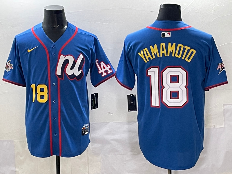 Men's National League Yoshinobu Yamamoto Blue 2025 All-Star Edition Limited Player Jersey baseball jersey product view 1