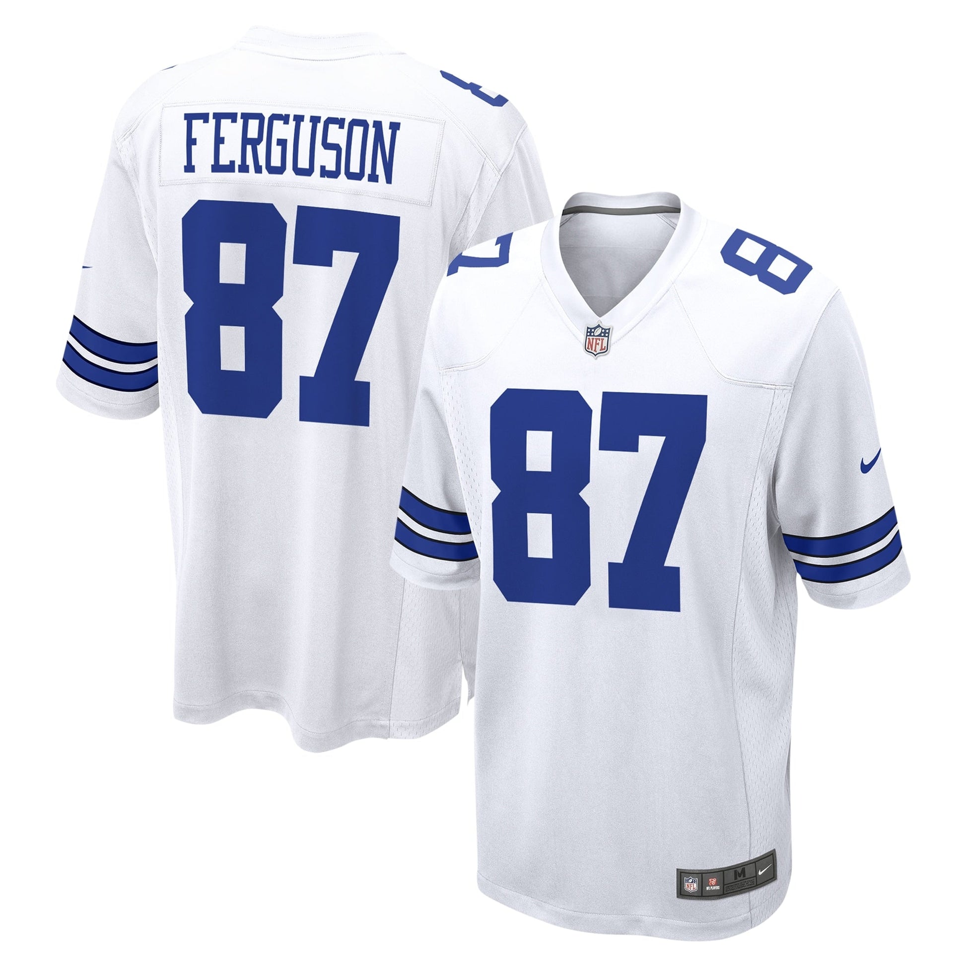 Jake Ferguson Dallas Cowboys Game Jersey - White football jersey product view 1