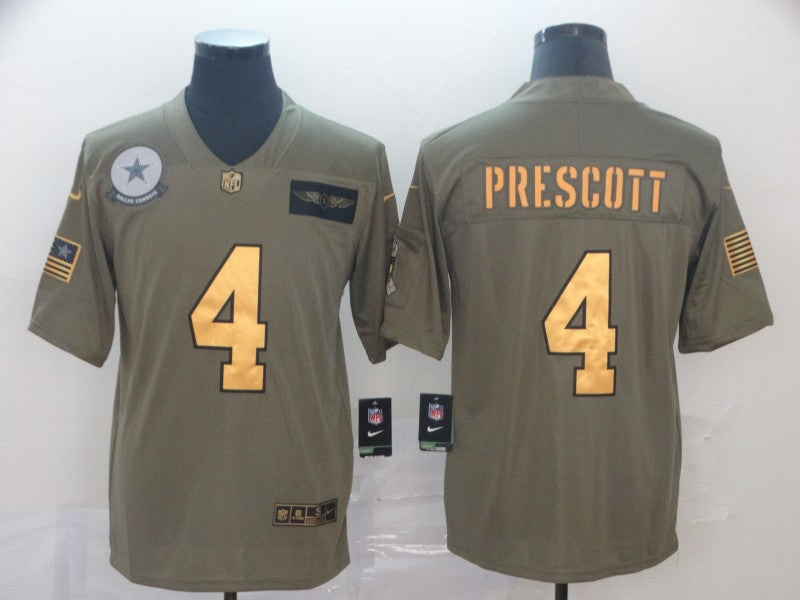 Men's Dallas Cowboys Dak Prescott #4 Brown Game Jersey1 football jersey product view 1