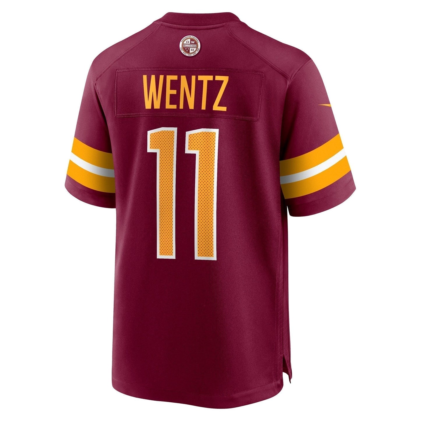 Carson Wentz Washington Commanders Game Jersey - Burgundy football jersey product view 3