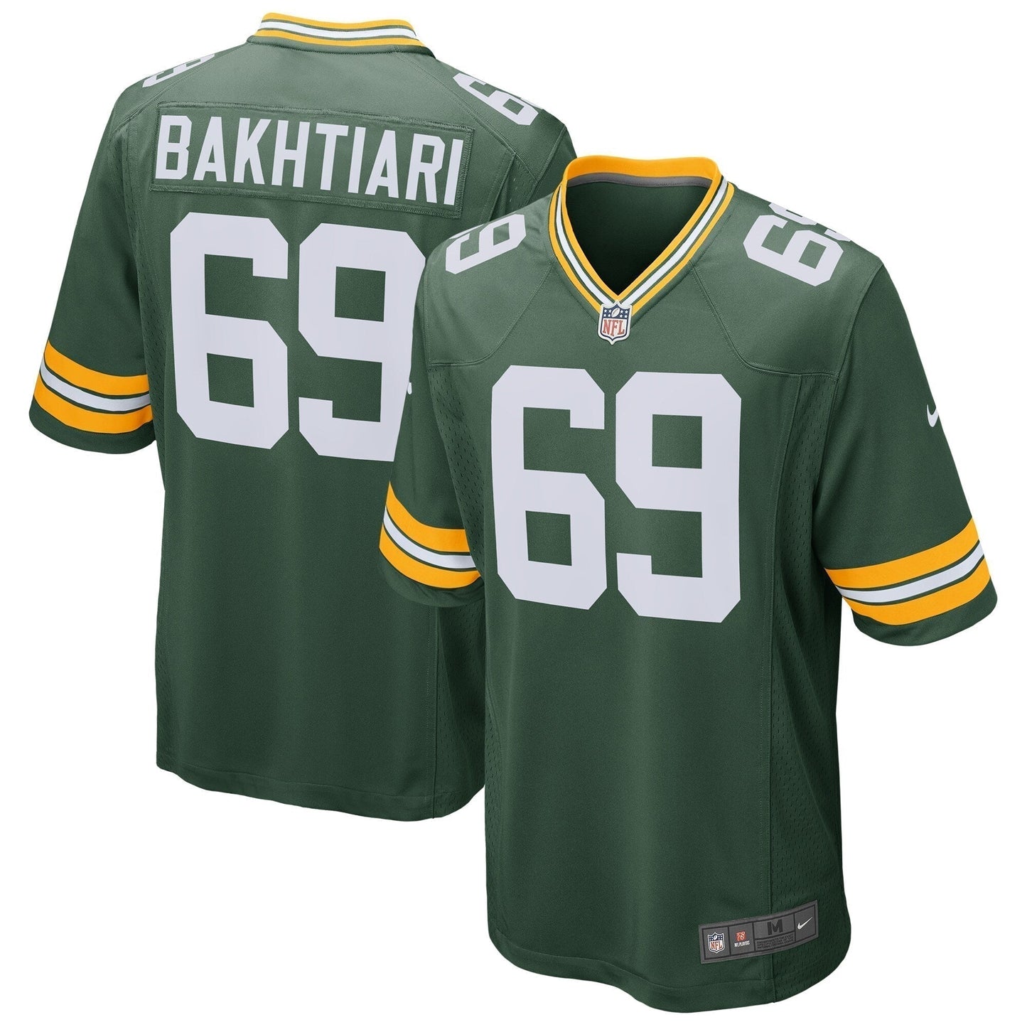 David Bakhtiari Green Bay Packers Game Jersey - Green football jersey product view 1