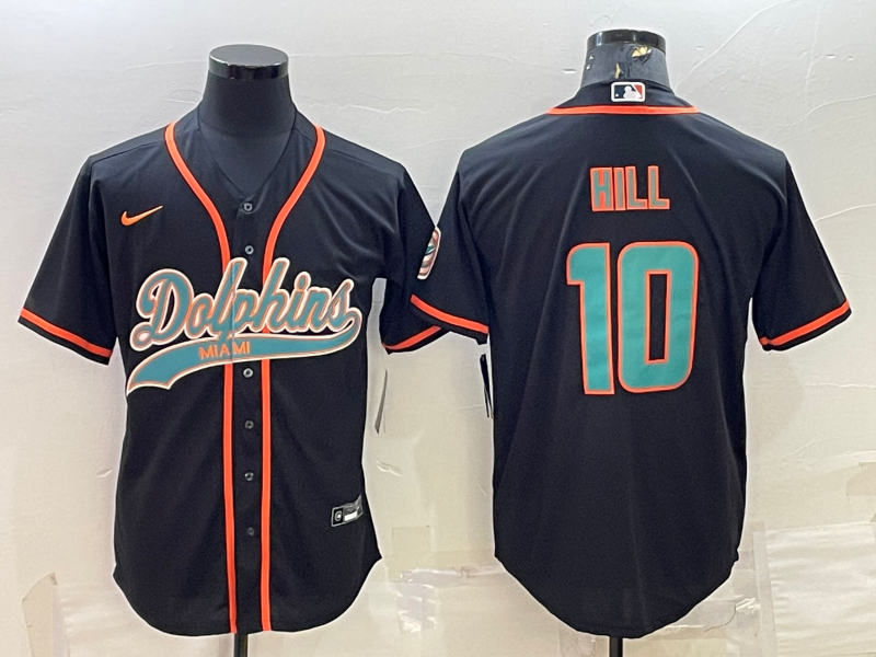 Men's Miami Dolphins Tyreek Hill Black Game Jersey Joint Edition football jersey product view 1