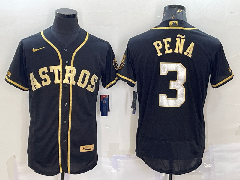 Men's Houston Astros Jeremy Pena #3 Black Replica Team Jersey baseball jersey product view 1