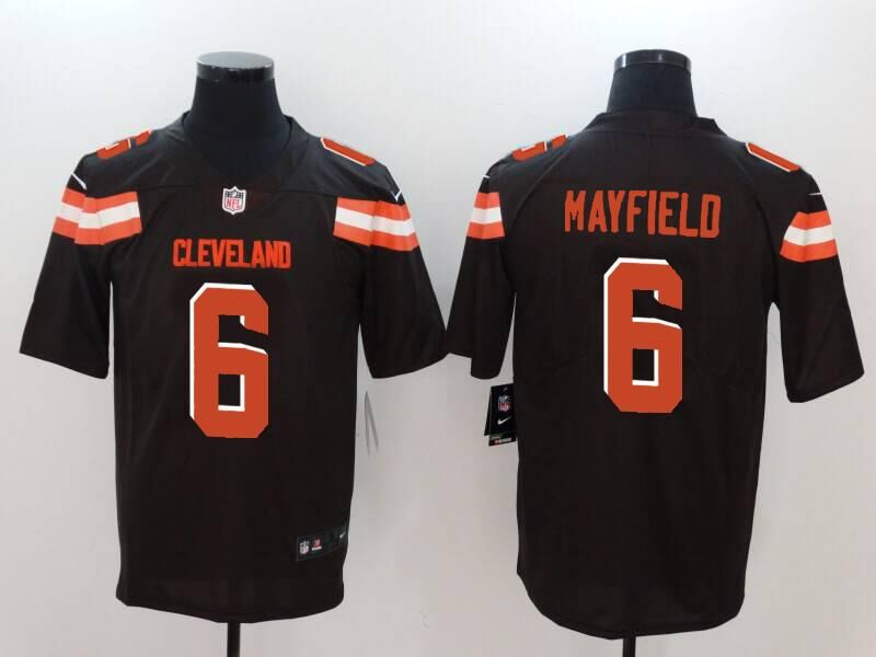 Men's Cleveland Browns #6 Baker Mayfield Brown Game Player Jersey1 football jersey product view 1