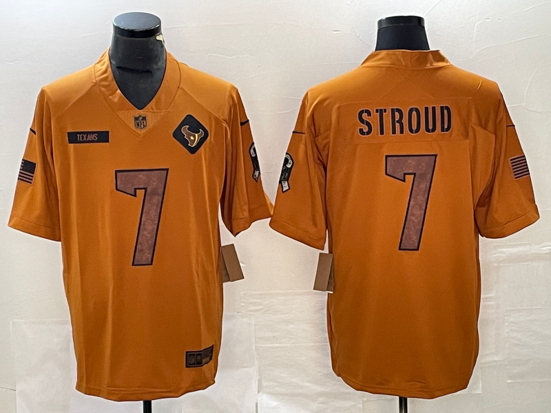 Men's Houston Texans C.J. Stroud Brown 2023 Salute To Service Limited Jersey football jersey product view 1