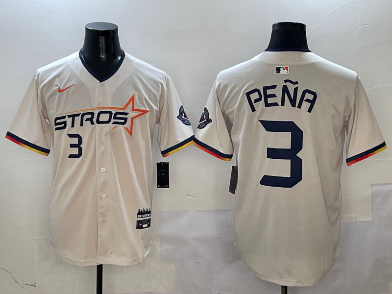 Men's Houston Astros Jeremy Pena #3 Cream 2025 City Connect Limited Player Jersey baseball jersey product view 1
