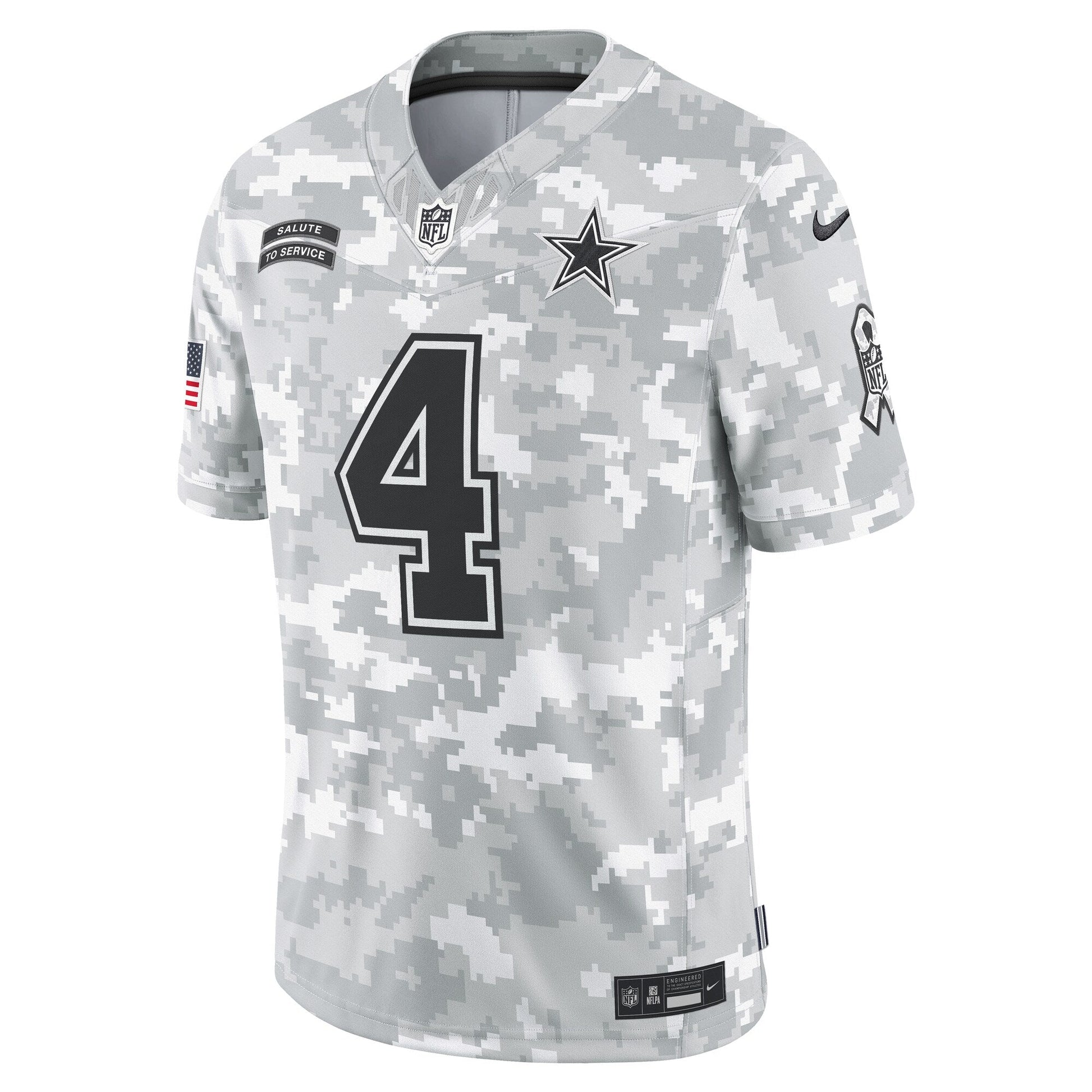 Dak Prescott Dallas Cowboys 2024 Salute to Service Limited Jersey - Arctic Camo football jersey product view 2
