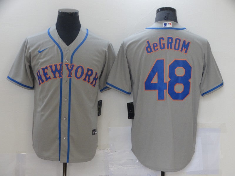 Men's New York Mets Jacob deGrom Gray Replica Baseball Jersey baseball jersey product view 1