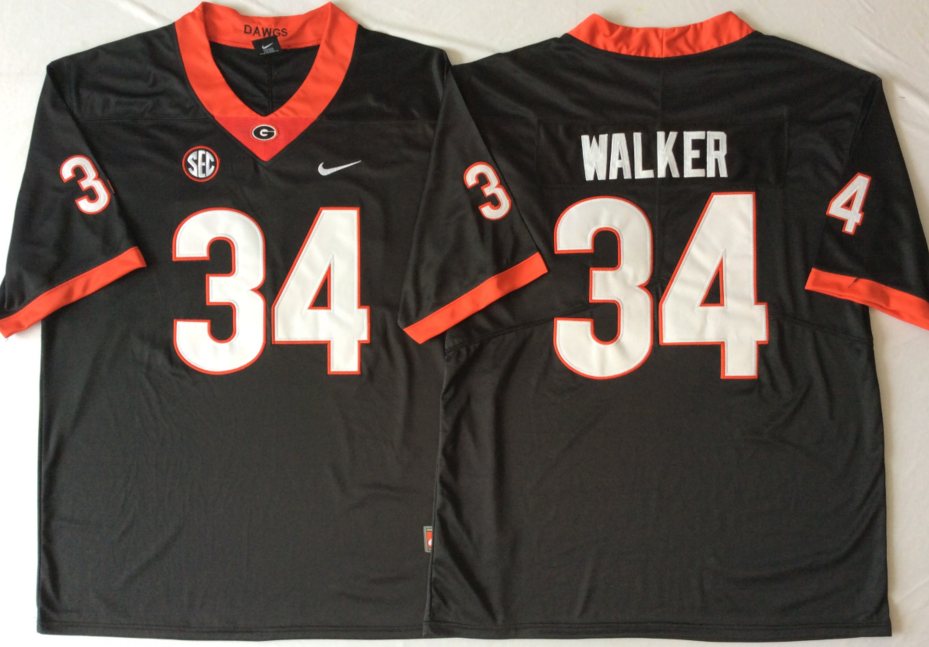 Men's Georgia Bulldogs Herschel Walker #34 Black Player Jersey sports jersey product view 1