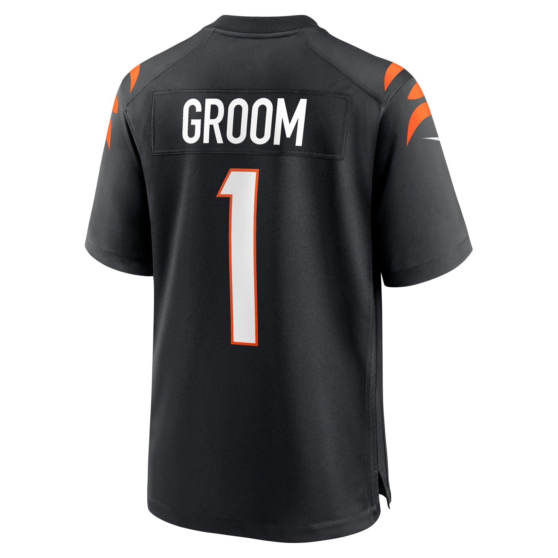 Number 1 Groom Cincinnati Bengals Game Jersey - Black football jersey product view 3