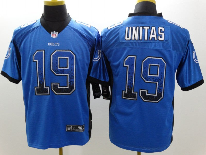 Men's Indianapolis Colts Johnny Unitas #19 Blue Game Jersey1 football jersey product view 1