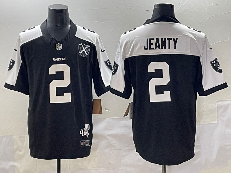 Men's Las Vegas Raiders Ashton Jeanty #2 Black Game Jersey football jersey product view 1
