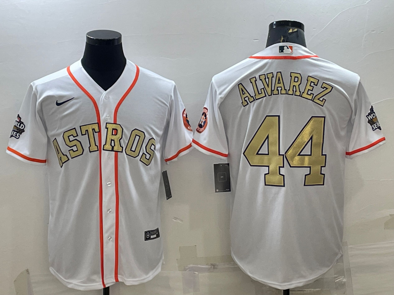 Men's Houston Astros Yordan Alvarez #44 White Replica Player Jersey1 baseball jersey product view 1