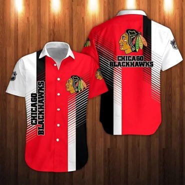 Chicago Blackhawks Bold Stripes Hawaiian Shirt Unisex T-shirt, Sweatshirt, Hoodie, Long Sleeve Tee - T-Shirt, Sweatshirt, Hoodie