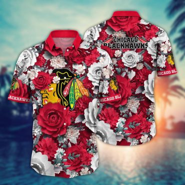 Chicago Blackhawks Elegant Blossom Hawaiian Shirt Unisex T-shirt, Sweatshirt, Hoodie, Long Sleeve Tee - T-Shirt, Sweatshirt, Hoodie