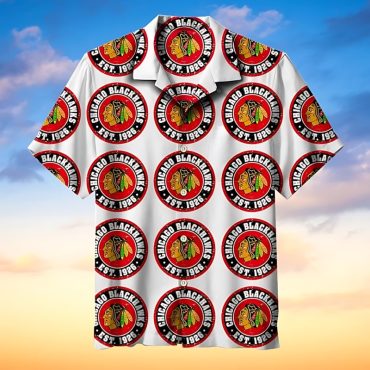 Chicago Blackhawks Heritage Emblem Hawaiian Shirt Unisex T-shirt, Sweatshirt, Hoodie, Long Sleeve Tee - T-Shirt, Sweatshirt, Hoodie