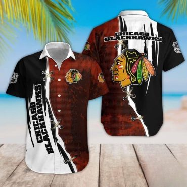 Chicago Blackhawks Rugged Split Hawaiian Shirt Unisex T-shirt, Sweatshirt, Hoodie, Long Sleeve Tee - T-Shirt, Sweatshirt, Hoodie